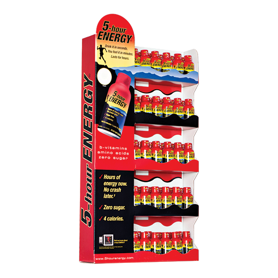 5-Hour Energy retail side kick display produced by Green Bay Packaging.