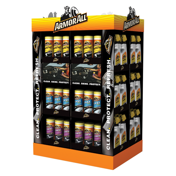 ArmorAll car cleaner pallet display produced by Green Bay Packaging.