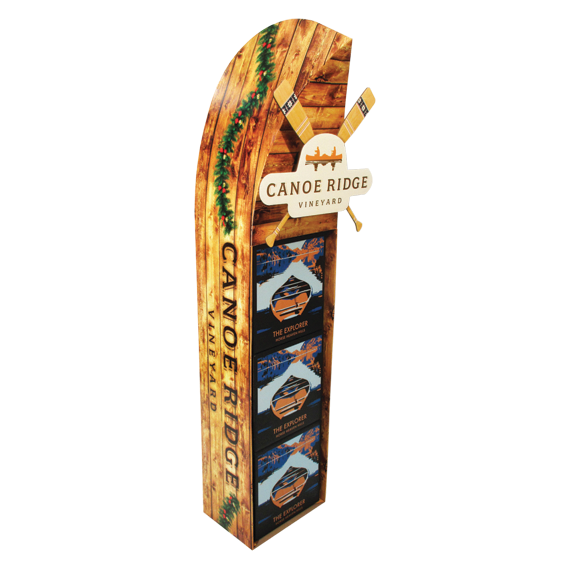 Canoe Ridge retail display floorstand produced by Green Bay Packaging.