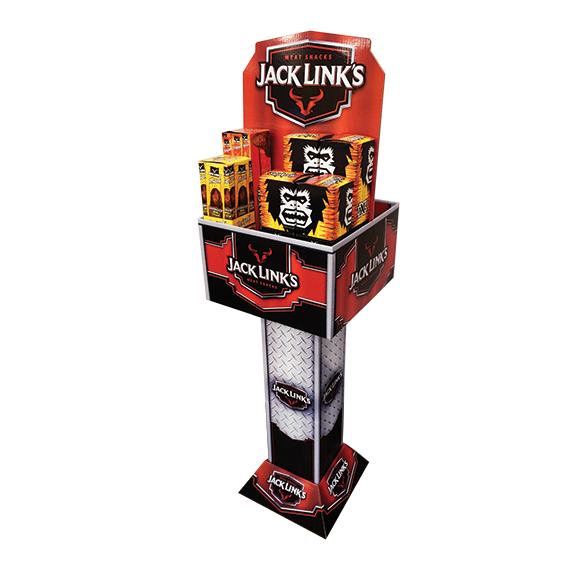 Jack Link's retail display floorstand produced by Green Bay Packaging.