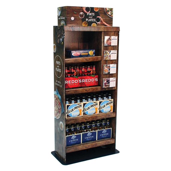 Pints and Plates retail display floorstand produced by Green Bay Packaging.