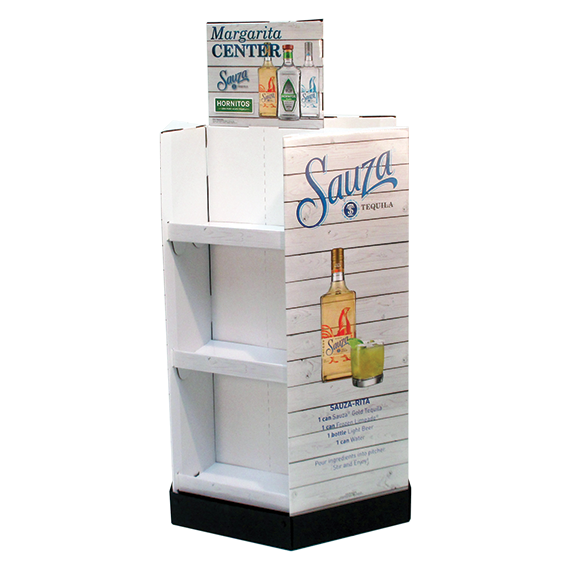Sauza retail display floorstand produced by Green Bay Packaging.