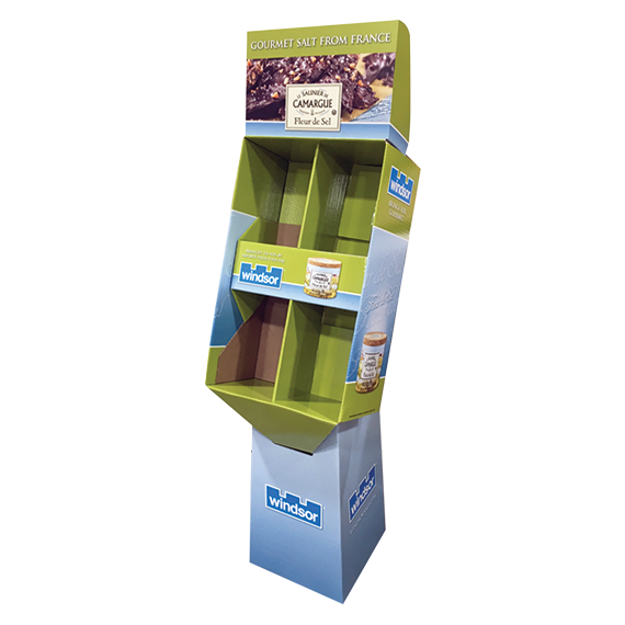 Windsor retail display floorstand produced by Green Bay Packaging.