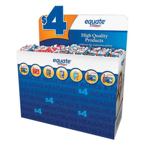 Equate dump bin display produced by Green Bay Packaging.