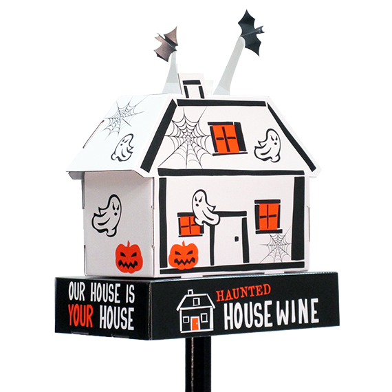 Haunted House Wine pole topper produced by Green Bay Packaging.