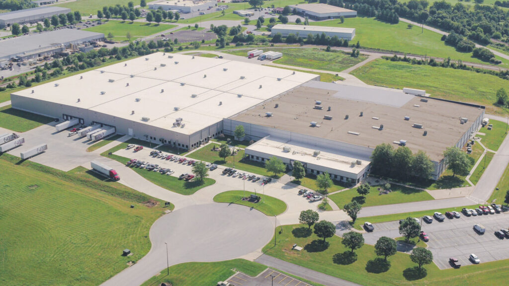 Drone shot of SMC Packaging Group's corrugated box plant in Springfield, MO.